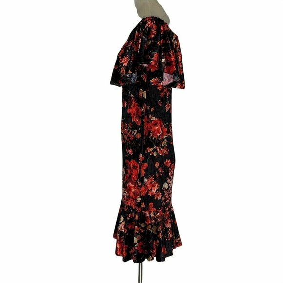 LuLaRoe Cici Mermaid Velour Dress Size M Flounce Hem Floral Soft - Picture 2 of 9